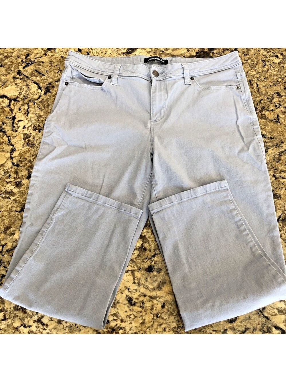 Size 12 X 25 Calvin Klein Jeans Womens Crop Baby Blue Stretchy
